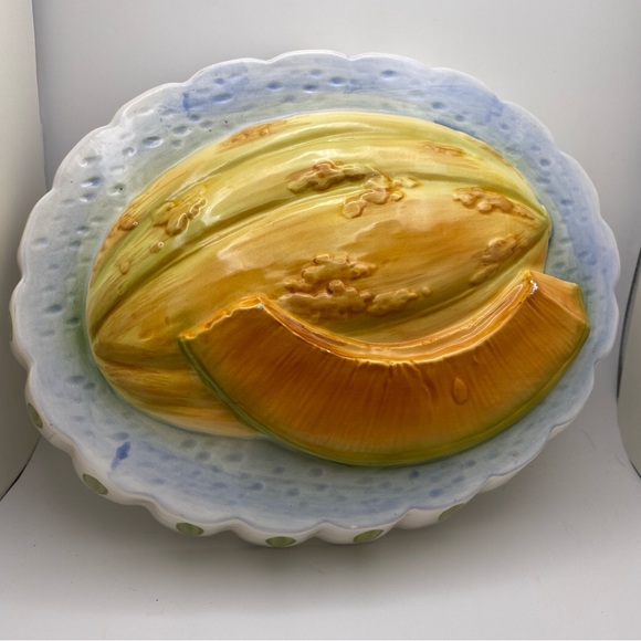 Vintage Gailstyn Sutton 2 PC Set of Asparagus & Cantaloupe Ceramic Jello Mold - Picture 2 of 7